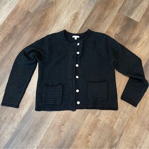 LC Lauren Conrad Black Cardigan with Cream Buttons